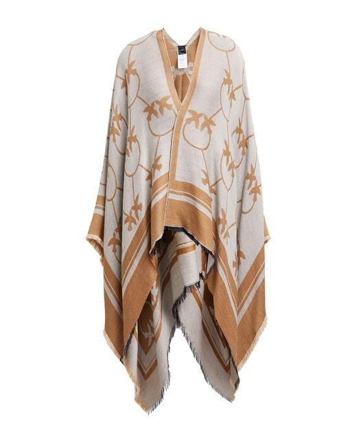 Pinko White Camel Cape Acrylic, Wool, Modal