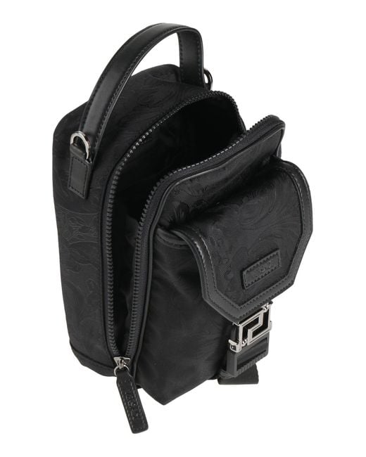 Versace Black Cross-Body Bag Leather, Textile Fibers for men