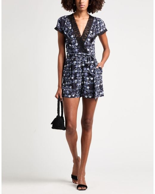 Sandro Blue Playsuit Viscose, Polyester, Cotton, Polyamide, Zamak