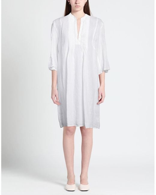 120% Lino White Midi Dress