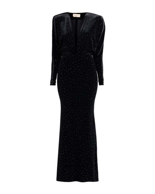 Alexandre Vauthier Black Maxi Dress Polyester, Elastane, Glass
