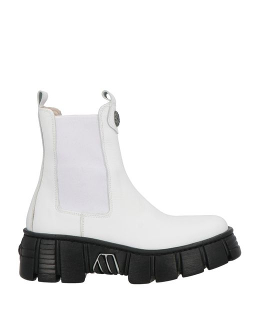 New Rock White Ankle Boots Leather