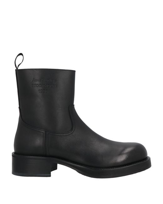 Acne Black Calf Leather Zipper Ankle Boots for men