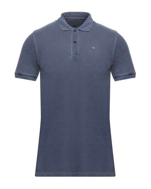 Manuel Ritz Blue Slate Polo Shirt Cotton, Elastane for men