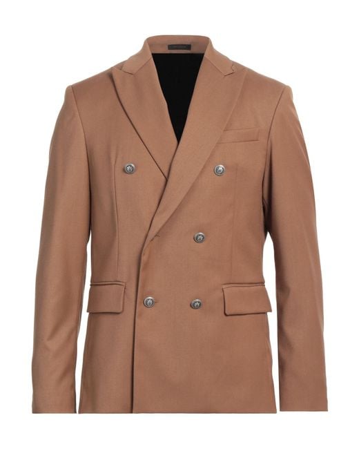Officina 36 Brown Camel Blazer Polyester, Viscose, Elastane for men