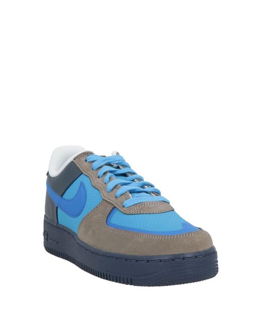 Nike Blue Sneakers Leather, Textile Fibers for men