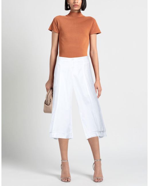 European Culture White Cropped Pants