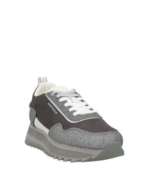 Apepazza Gray Sport Sneakers Textile Fibers, Leather, Synthetisches Material