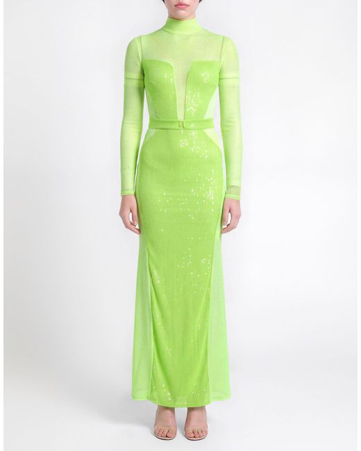 Elisabetta Franchi Green Lime Maxi Dress Polyamide, Elastane
