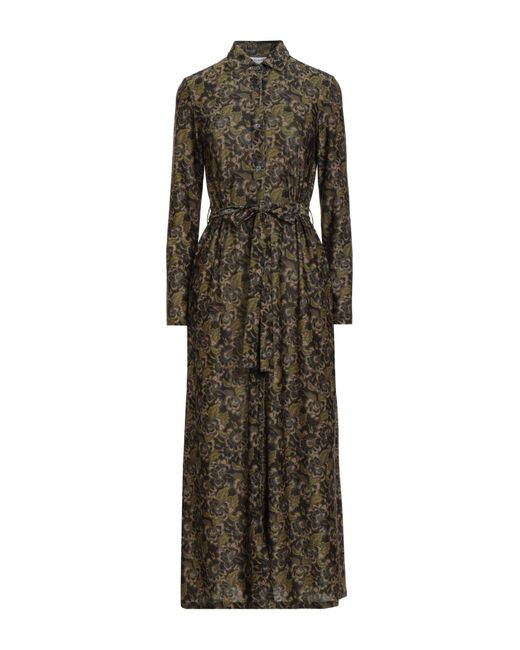 Caliban Green Midi Dress Polyester, Metallic Polyester, Polyamide, Elastane