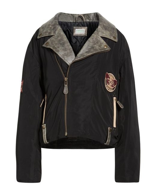Guess Black Jacket Polyester, Cow Leather