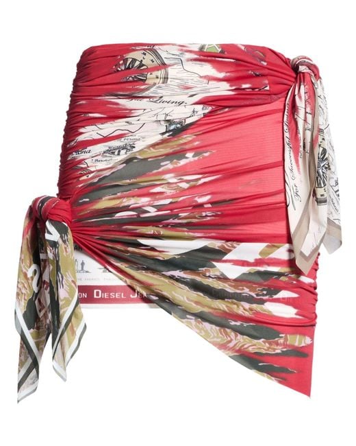 DIESEL Red Mini Skirt Polyamide, Elastane