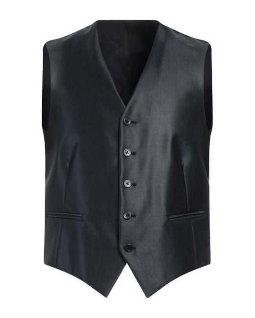 Angelo Nardelli Black Tailored Vest Virgin Wool, Silk for men
