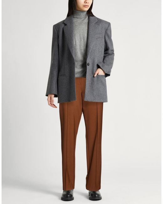 Semicouture Brown Pants Polyester, Virgin Wool, Elastane
