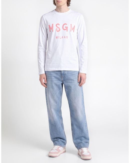 MSGM White T-Shirt Cotton for men