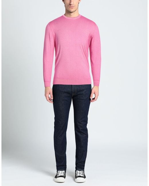 Drumohr Pink Fuchsia Sweater Cashmere, Silk for men