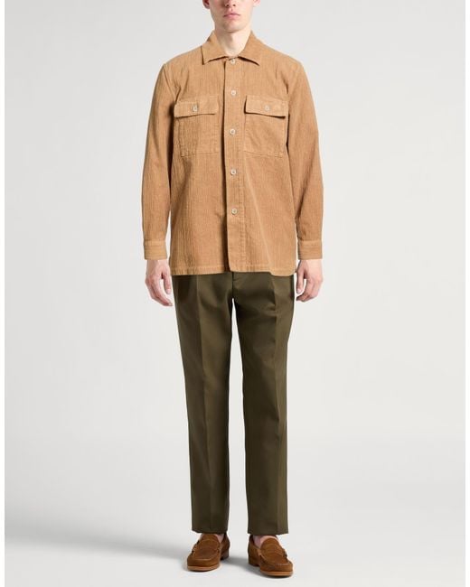 120% Lino Natural Camel Shirt Cotton for men