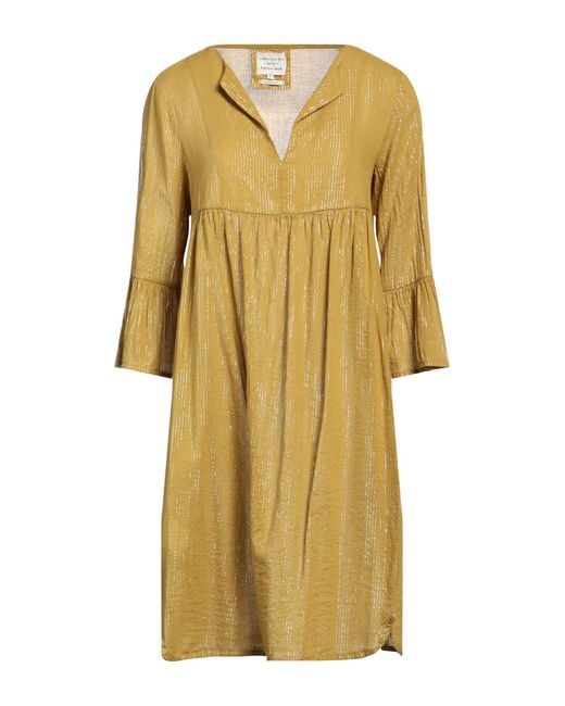 ALESSIA SANTI Yellow Mustard Mini Dress Cotton, Polyester