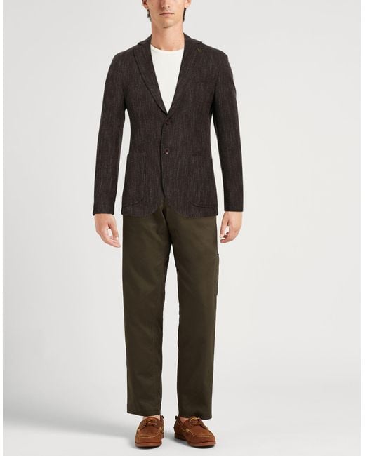 Paoloni Black Chocolate Blazer Virgin Wool, Silk, Polyamide, Cotton for men