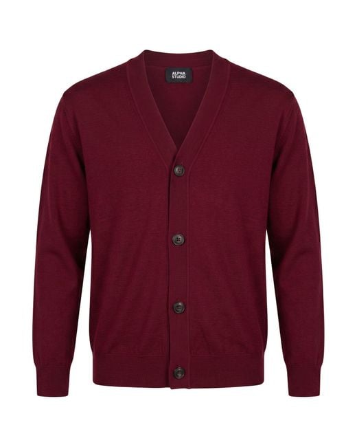 Alpha Studio Red Cardigan Wool for men