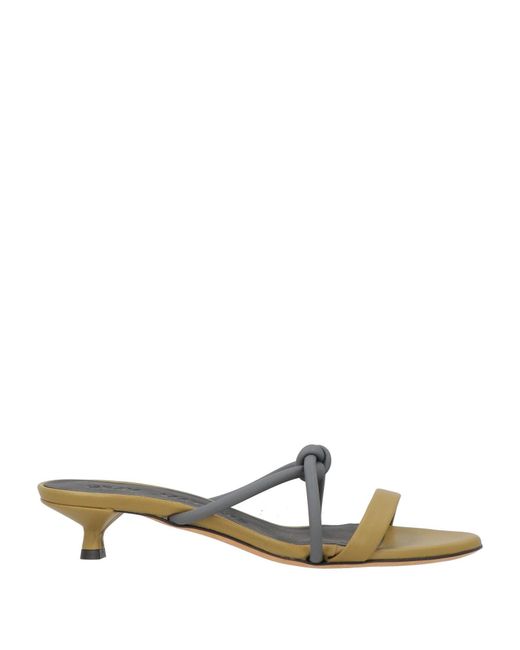 Gray Matters Green Sandals Leather
