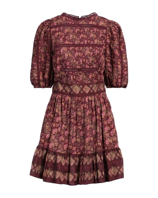 Sea Red Floral Pleated Cotton Dress