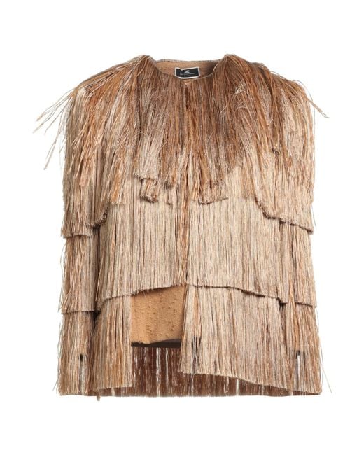 Elisabetta Franchi Natural Camel Jacket Cotton, Viscose, Polyamide
