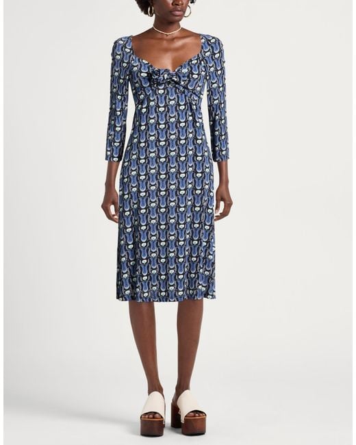 Maliparmi Blue Midi Dress Viscose, Elastane