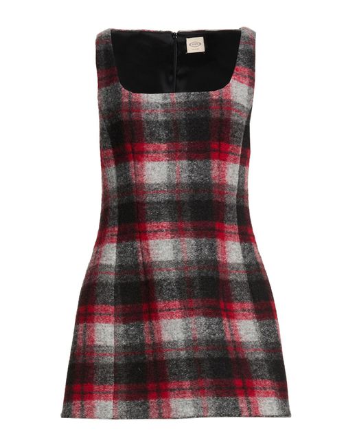 Tod's Red Mini Dress Wool, Polyester