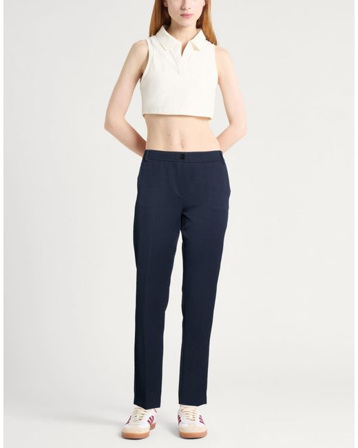 Marella Blue Pants Polyester, Elastane