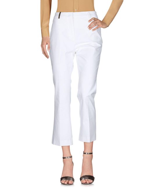 Peserico White Pants Cotton, Elastane