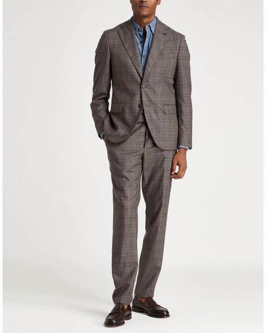 Paoloni Gray Suit Wool, Elastane for men