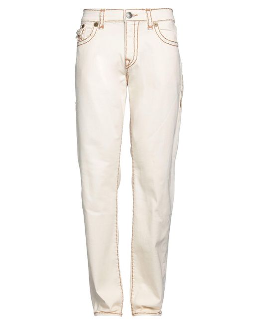 True Religion White Ivory Jeans Cotton, Elastane for men