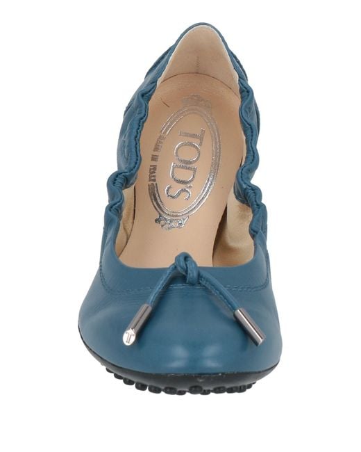 Tod s Slate Ballet Flats Leather in Blue Lyst UK