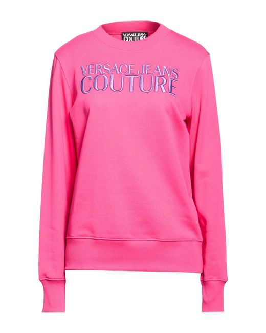 Versace Jeans Couture Pink Fuchsia Sweatshirt Cotton, Elastane