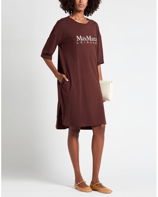 Max Mara Purple Leisure Midi Dress Cotton, Elastane
