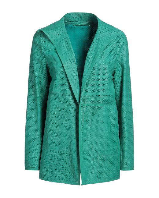 Pearls Green Emerald Jacket Leather