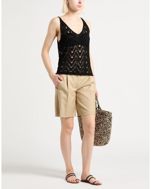 Twinset Black Top Viscose, Metallic Polyester