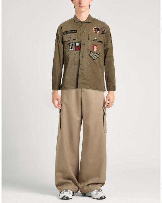 Replay Green Military Shirt Cotton for men