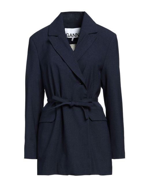 Ganni Blue Blazer Viscose, Recycled Polyamide, Elastane, Polyester