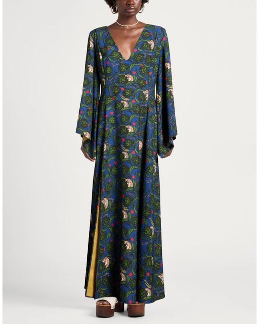 ALESSANDRO ENRIQUEZ Green Maxi Dress Polyester, Elastane