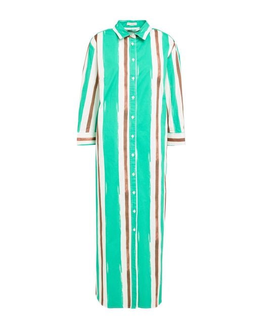 Camicettasnob Blue Midi Dress Cotton, Elastane
