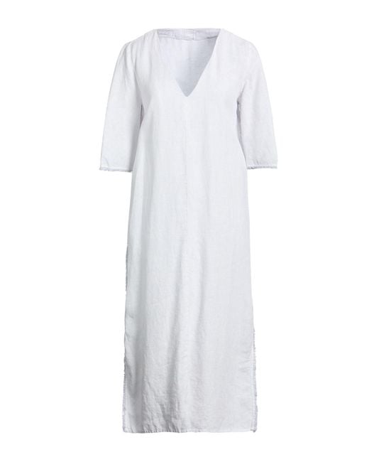 120% Lino White Midi Dresses