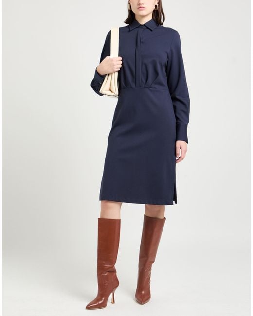 Robert Friedman Blue Midi Dress Viscose, Wool, Elastane