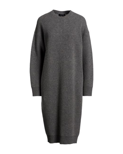 Fabiana Filippi Gray Midi Dress Virgin Wool, Silk, Cashmere