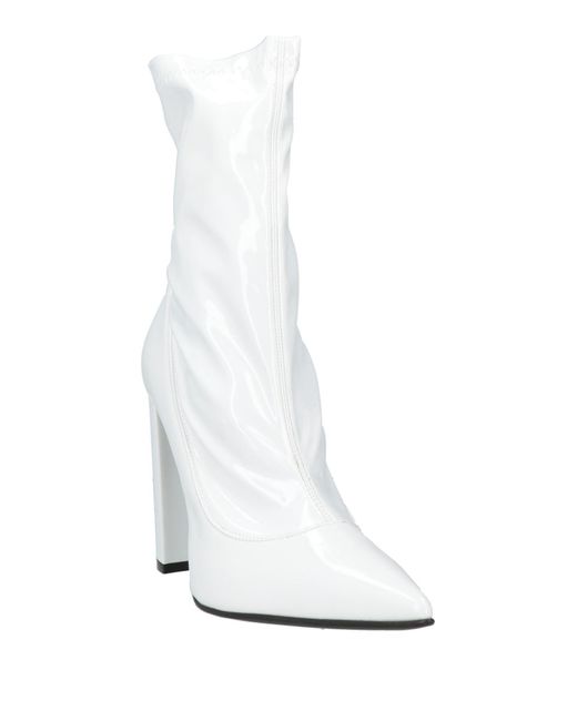 Le Silla White Ankle Boots Textile Fibers