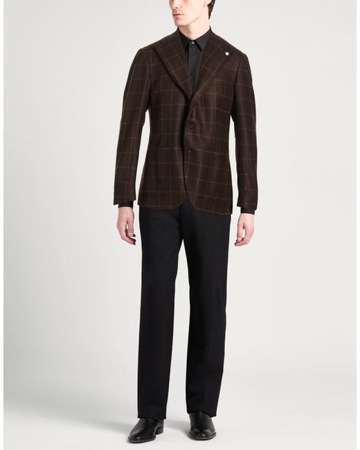 Luigi Bianchi Black Blazer Wool, Cashmere for men