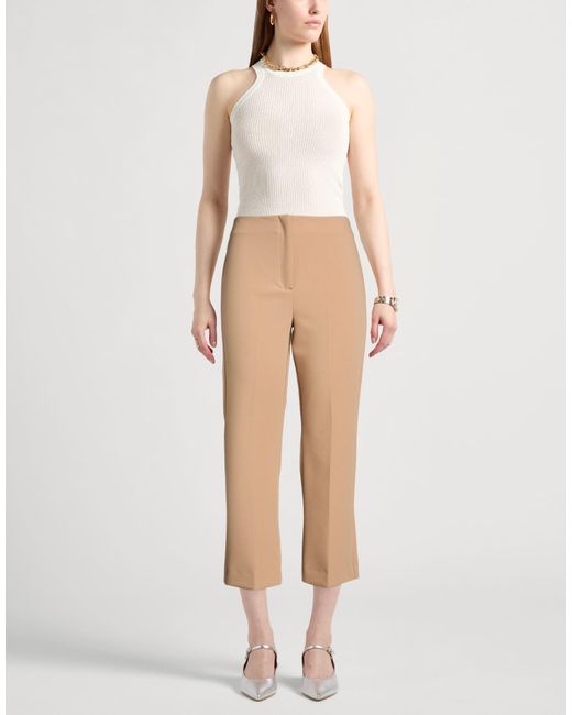 iBlues Natural Camel Pants Polyester, Viscose, Elastane