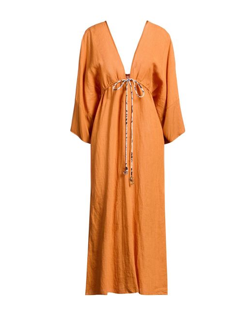 Ottod'Ame Orange Maxi Dress Linen