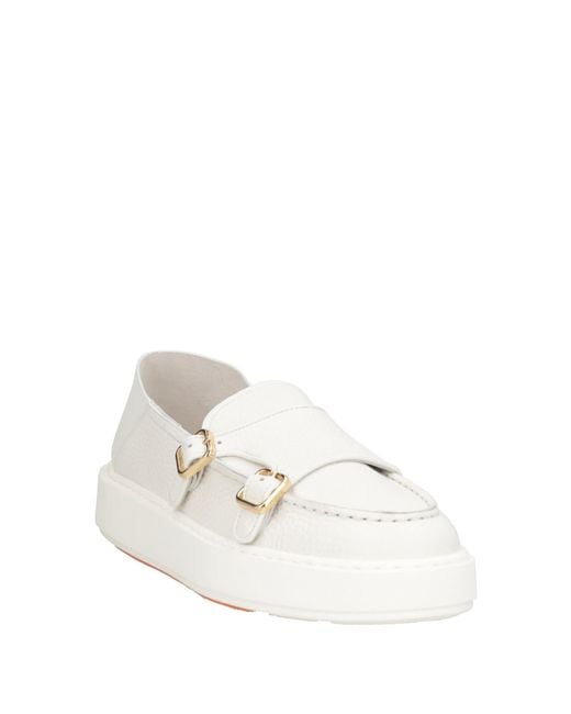 Santoni White Loafers Leather